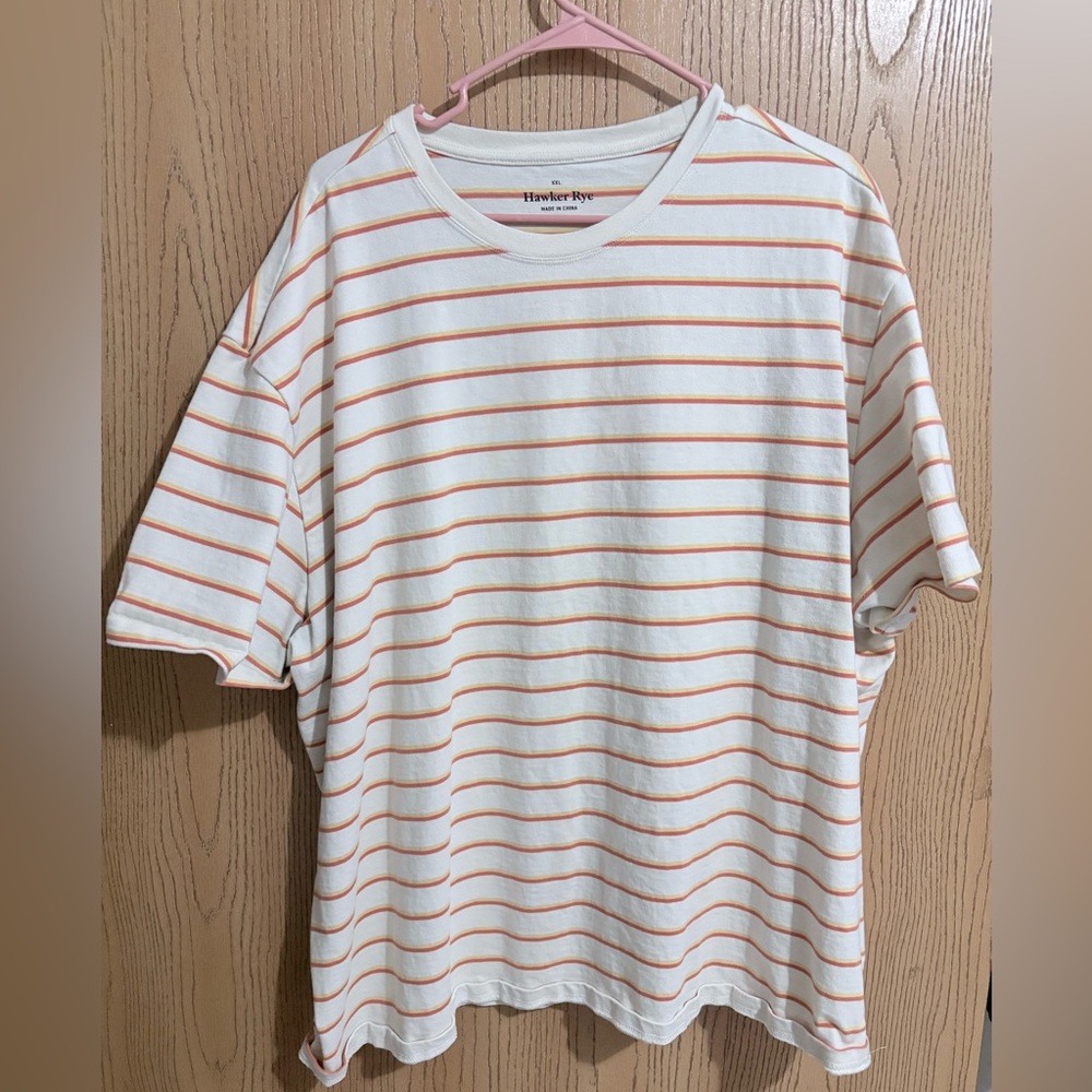 Hawkeye rye Men's Striped Short Sleeve Tee - White and Orange
